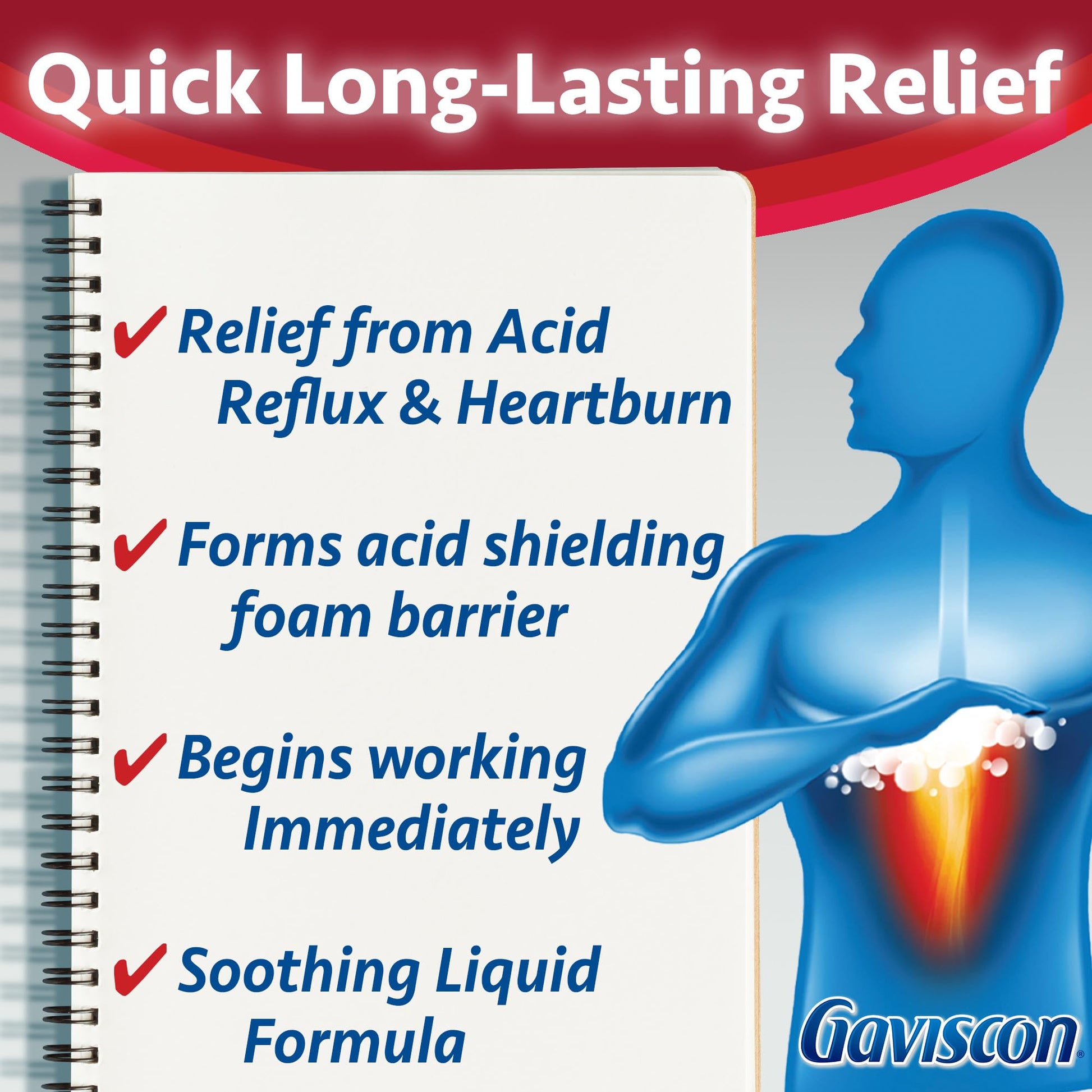 Gaviscon Liquid Extra Strength Antacid - 340 ml - Antacid Liquid for Day and Night Heartburn Relief, Acid Reflux and GERD Relief, Fruit Blend - Free of Aluminum, Lactose and Gluten Gaviscon