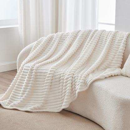 BEDELITE Fuzzy Throw Blankets Room Decor - Soft Cozy Fluffy Fleece Plush Warm Blanket, Cream White for Couch Sofa Bed, Bedroom Living Room Decor, Couverture, Gifts for Women Men Friends, 50"x60"