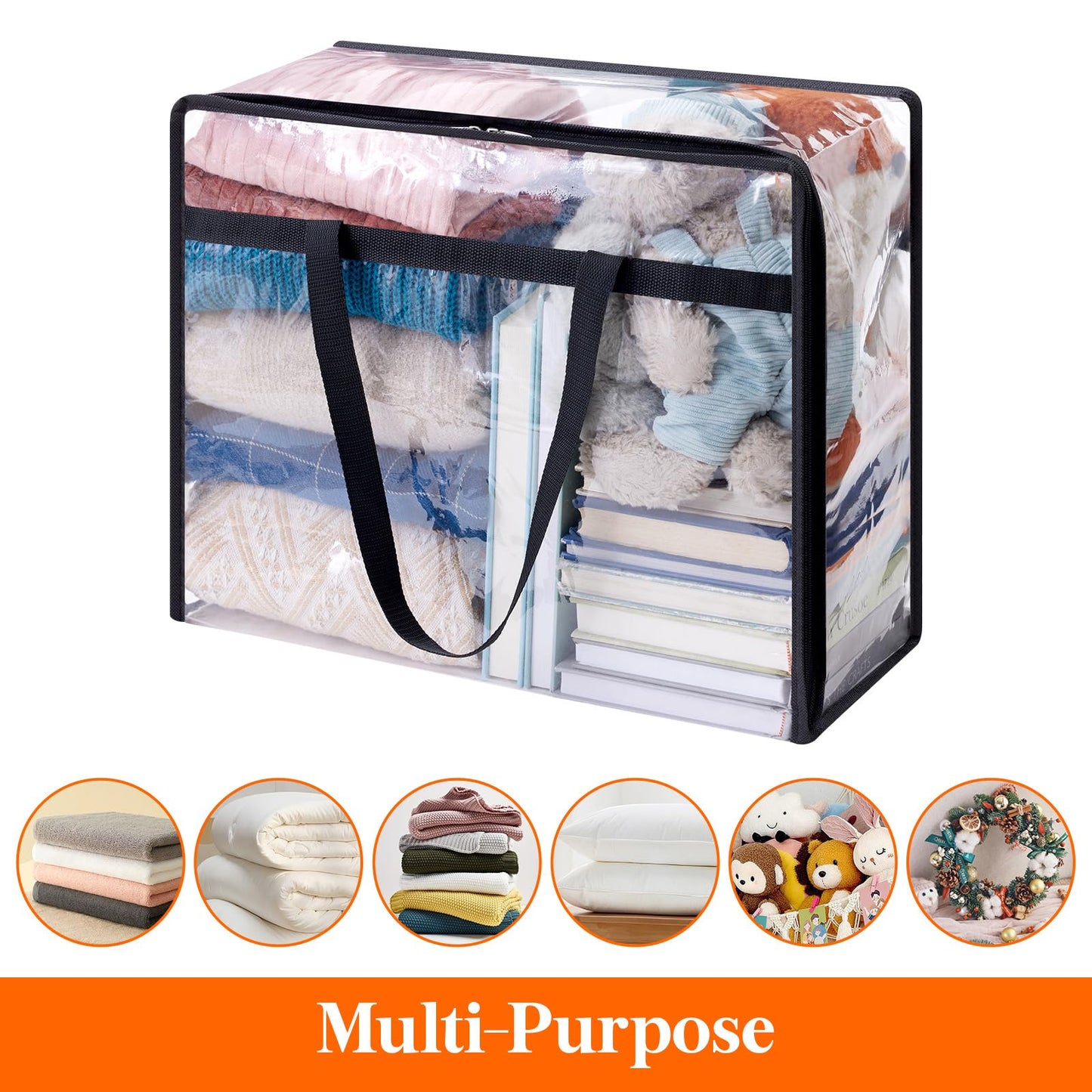 Lifewit 4 Pack Clear Clothes Storage Bags, 40L Plastic Blanket Storage Bags, Vinyl Foldable Moving Bags with Zipper, Closet Organizers and Storage Containers for Bedding, Duvet, Comforter - Available at All In One Marketplace Canada
