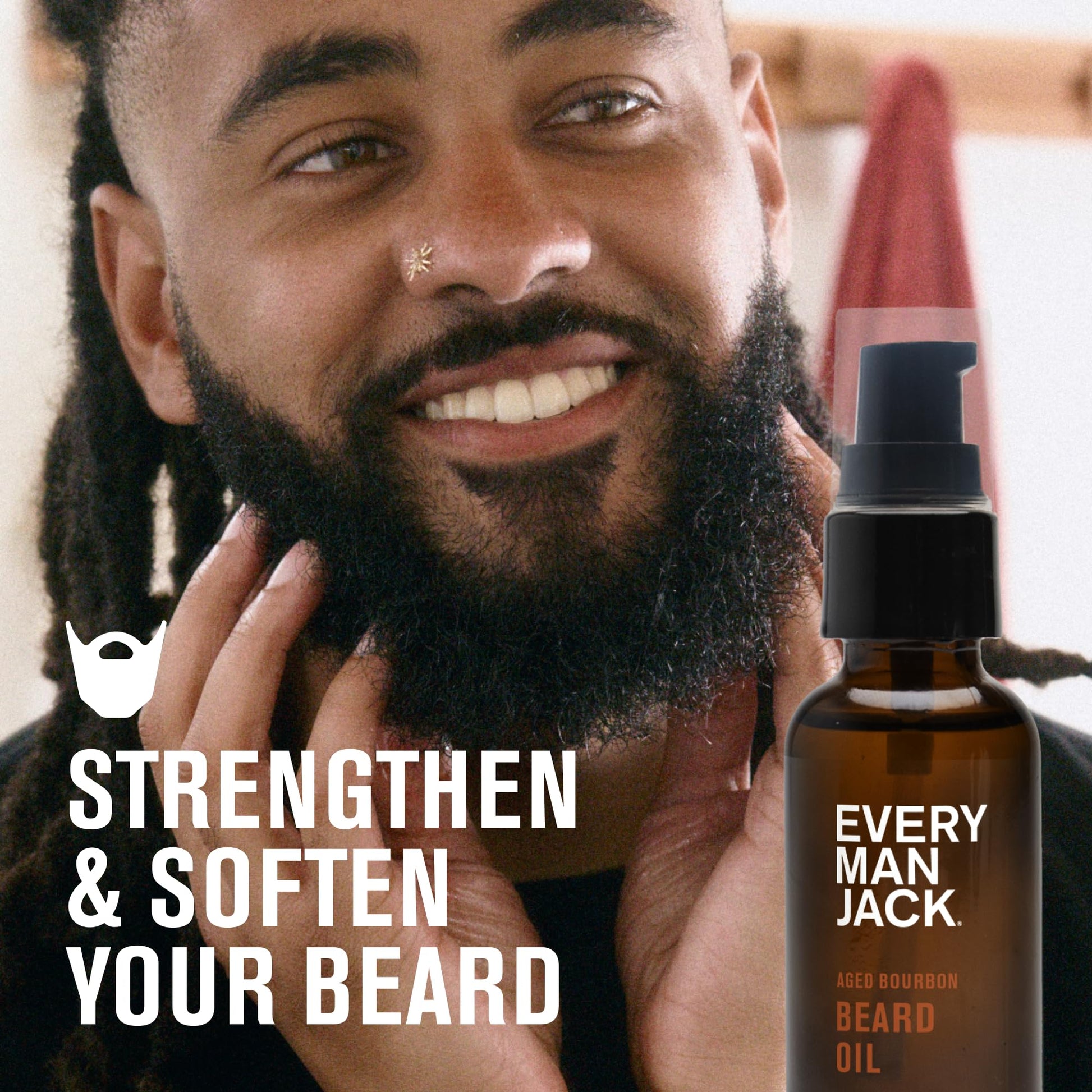 Every Man Jack Mens Beard Oil - Subtle Aged Bourbon Fragrance - Deeply Moisturizes and Softens Your Beard and Adds a Natural Shine - Naturally Derived with Shea Butter- 30 mL - Available at All In One Marketplace Canada