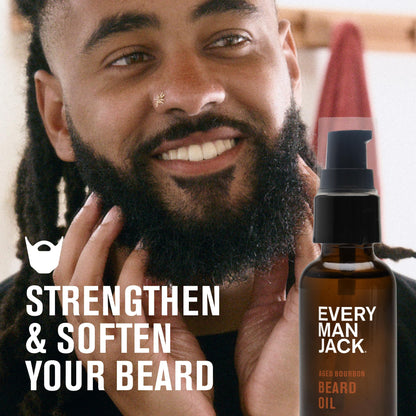Every Man Jack Mens Beard Oil - Subtle Aged Bourbon Fragrance - Deeply Moisturizes and Softens Your Beard and Adds a Natural Shine - Naturally Derived with Shea Butter- 30 mL - Available at All In One Marketplace Canada