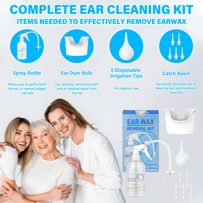 TopQuaFocus 500ml Earwax Remover Ear Cleaner Irrigation Tool Ear wax Removal Flushing System Earwax Cleaning Spray Bottles Ear Flush System for Adults & Kids (16.9oz) - Available at All In One Marketplace Canada
