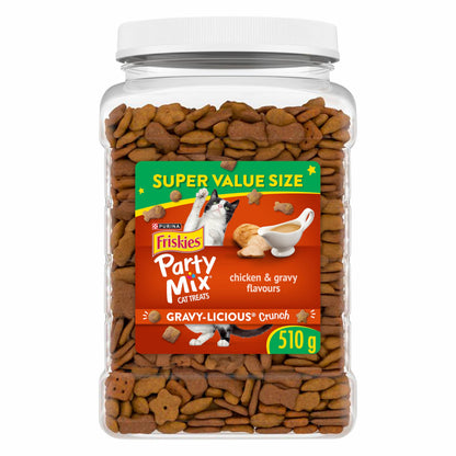 Friskies Party Mix Cat Treats, Gravy-Licious Crunch Chicken 510g (3 Pack) Friskies