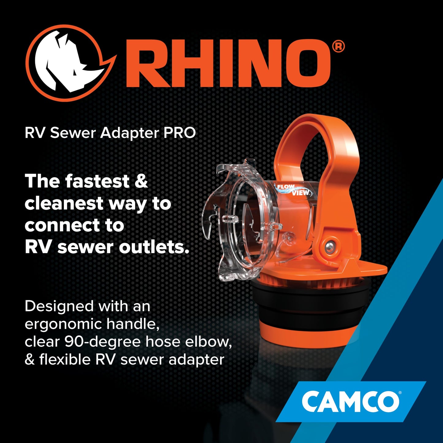Camco Rhino RV Sewer Adapter PRO - Clear Sewer Hose Elbow with Drain Lock Adapter - Includes Ergonomic Handle & Flexible Adapter (39730) 🍁 All In One Marketplace Canada
