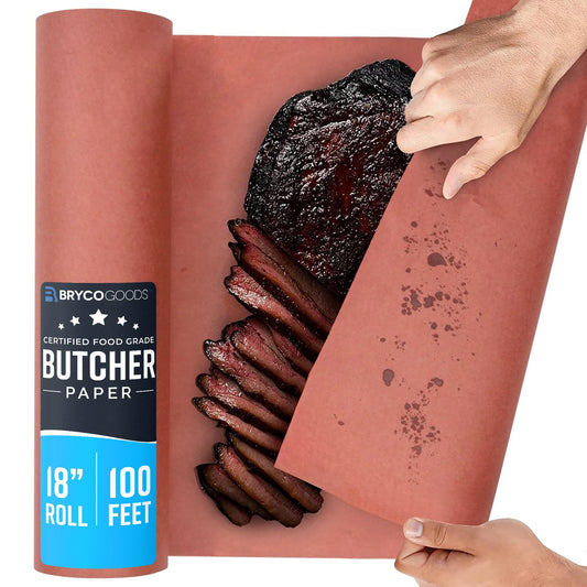 Bryco Goods Pink Butcher Paper Roll - 18 Inch x 100 Feet - Food Grade Peach Paper for Smoking & Grilling Meat, BBQ, Brisket - Unbleached Unwaxed Uncoated