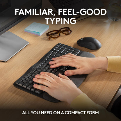 Logitech Wave Keys MK670 Wireless Ergonomic Keyboard Mouse Combo - Graphite