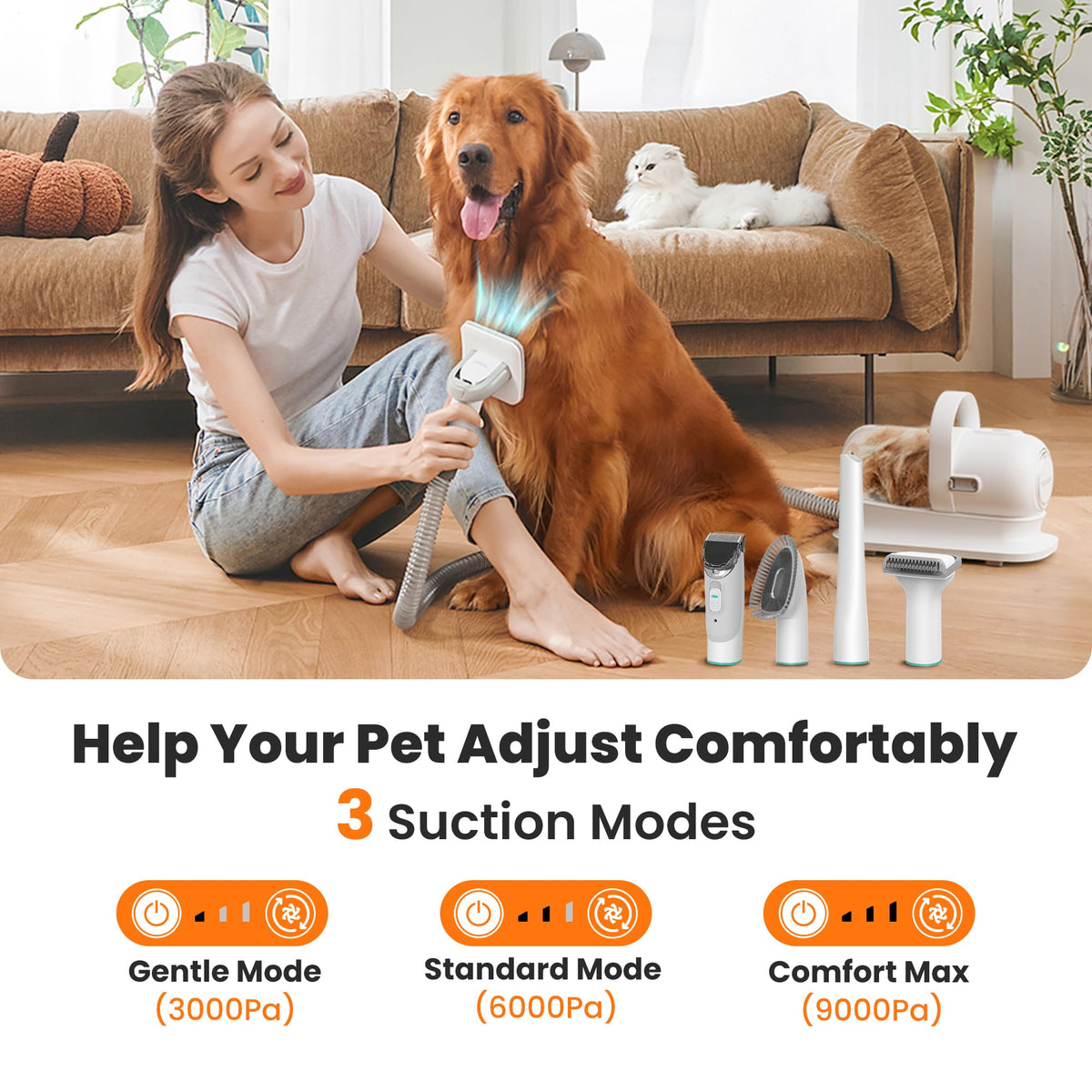 Neakasa P1 Pro Pet Grooming Kit & Vacuum Suction 99% Pet Hair, Professional Grooming Clippers with 5 Proven Grooming Tools for Dogs Cats and Other Animals