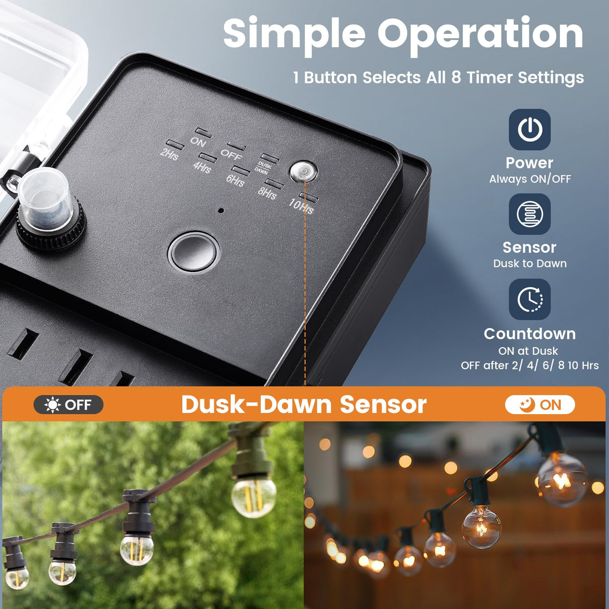 SURAIELEC Outdoor Power Stake, Dusk to Dawn Timer, 15FT Extension Cord 🍁 All In One Marketplace Canada