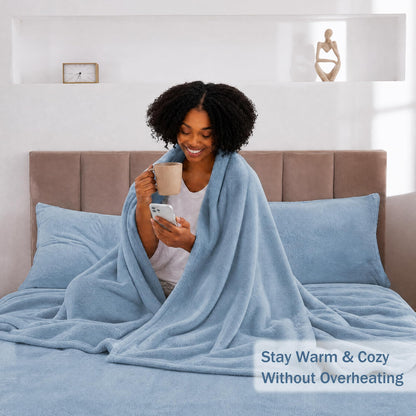 Softan Fleece Sheets, Soft as Flannel, Queen, Baby Blue 🍁 All In One Marketplace Canada