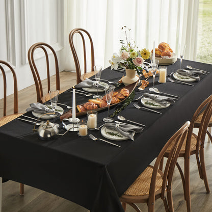 Mysky Home Black Table Cloth 60x120 Inch Black Tablecloth for 8 Foot Table Washable Polyester Rectangle Tablecloth for Buffet Table, Parties, Holiday Dinner, Wedding 🍁 All In One Marketplace Canada