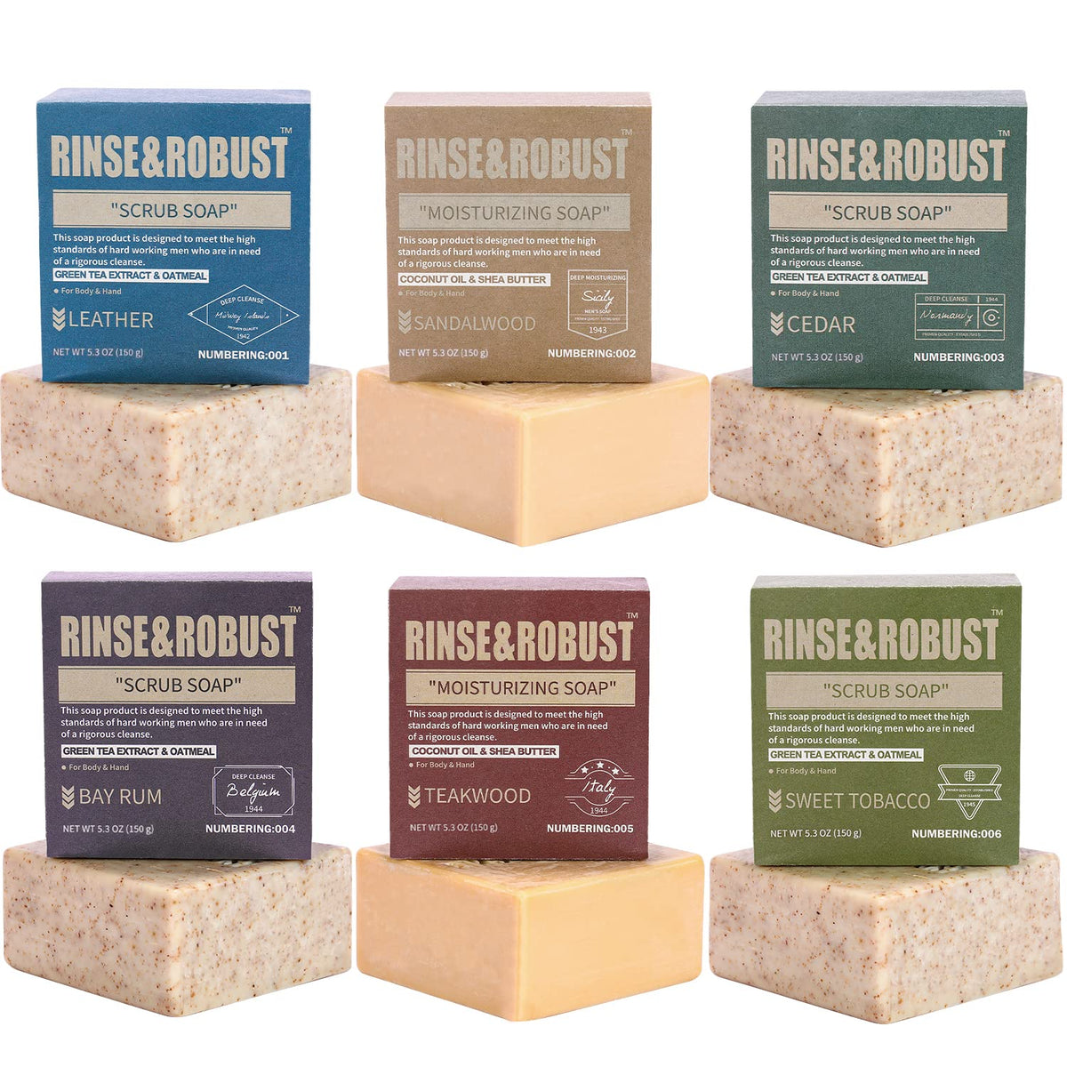 Soap Bar Rinse & Robust Mens Soap 6Pack Bar Soap for Men 150g(Pack of 6) 🍁 All In One Marketplace Canada