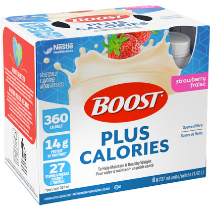 BOOST PLUS Complete Nutrition Drink, Strawberry, 6x237ml Bottles, Case Pack of 4, Packaging May Vary Boost