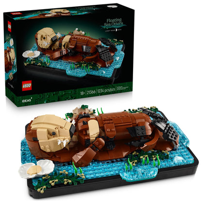 LEGO Ideas Floating Sea Otters Building Sets for Adults - Room or Office Decor for Women & Men, Ages 18+ - Gift Ideas for Birthday - 21366 LEGO