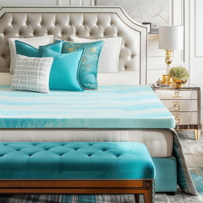 Sweetcrispy 3 Inch Twin Memory Foam Mattress Topper, Blue Sweetcrispy