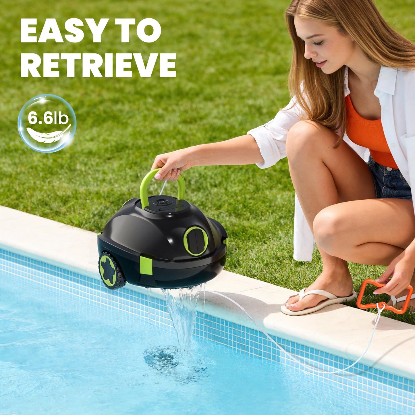 Robotic Pool Cleaner, Cordless Pool Vacuum for Above Ground & Inground Flat Pools with Dual Motors, 150 Min Runtime, Auto-Parking, Powerful Pool Vacuum Robot for Up to 1300 Sq.Ft (Moss) - Available at All In One Marketplace Canada