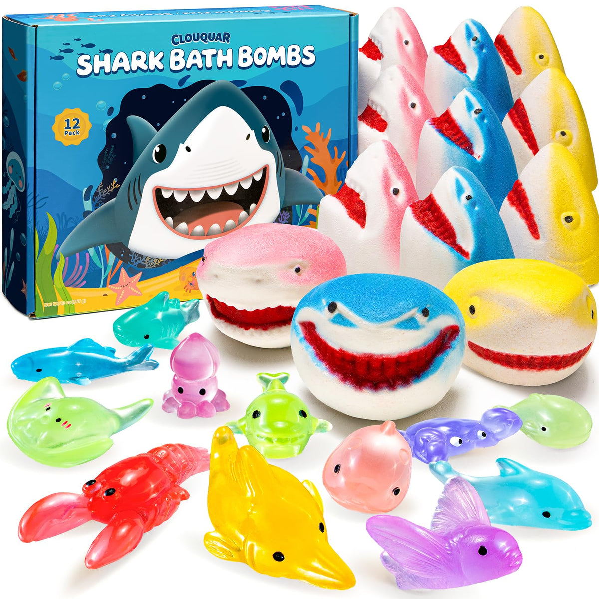 12 Pack Shark Bath Bombs for Kids with Glow-in-The-Dark Ocean Toys Inside 🍁 All In One Marketplace Canada