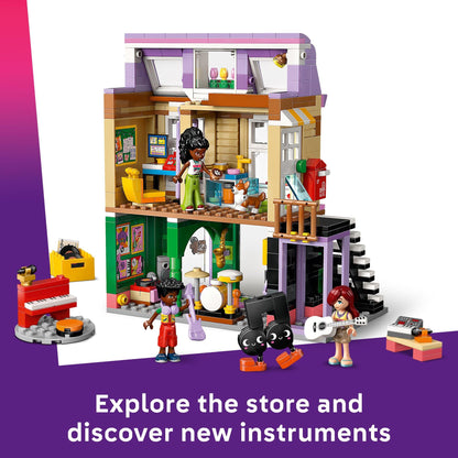 LEGO Friends Music Store & Apartment Building Set - Interactive Storytelling Playset for Girls & Boys, Ages 7+ - Includes Marimba The Corgi Toy - Gift Idea for Birthdays and Music Lovers - 42653 LEGO