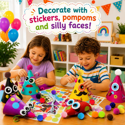 24 Pcs Party Hats Birthday Activity Kit with Stickers. Kids Fun Arts & Crafts, Party Favor, Game Supplies, Christmas Decors 🍁 All In One Marketplace Canada