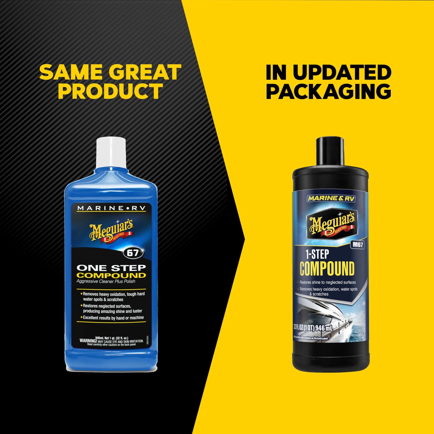 Meguiar’s Marine/RV One Step Boat Compound, Oxidation Remover for Boat, Boat Water Spot Remover, Also Removes Stains and Scratches, Restores Color and Shine to Fiberglass Gel Coat Finishes, 32 Oz Meguiar's