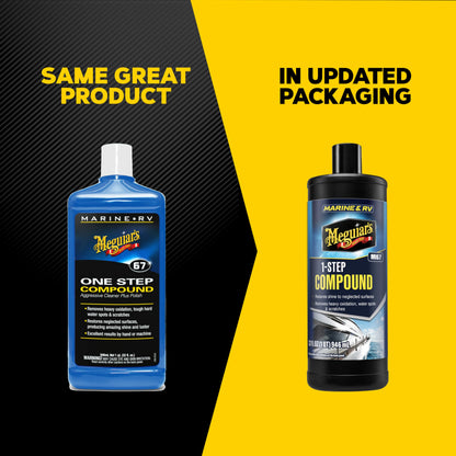Meguiar’s Marine/RV One Step Boat Compound, Oxidation Remover for Boat, Boat Water Spot Remover, Also Removes Stains and Scratches, Restores Color and Shine to Fiberglass Gel Coat Finishes, 32 Oz Meguiar's