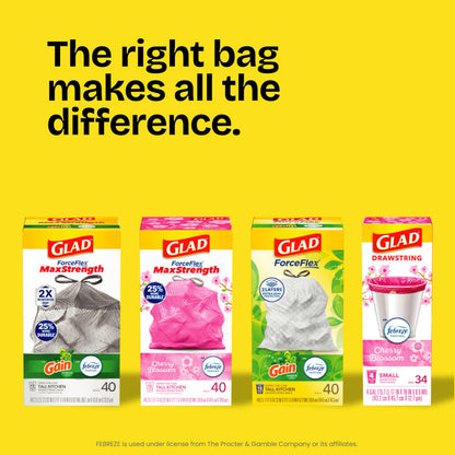 Glad Tall Kitchen Drawstring Trash Bags - OdorShield 13 Gallon Grey Trash Bag, Febreze Fresh Clean - 80 Count 🍁 All In One Marketplace Canada Glad