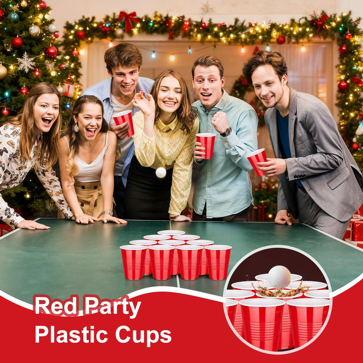 100 Pcs 12 Oz Red Plastic Cups, Disposable Party Cup for Christmas & Events 🍁 All In One Marketplace Canada
