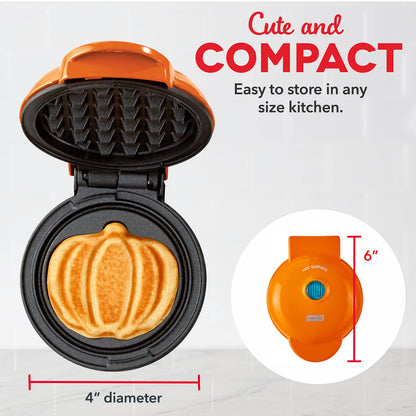 Mini gaufrier Dash (lot de 2) pour gaufres individuelles, galettes de pommes de terre, chaffles céto, avec surfaces antiadhésives faciles à nettoyer, 10 cm, Halloween, orange