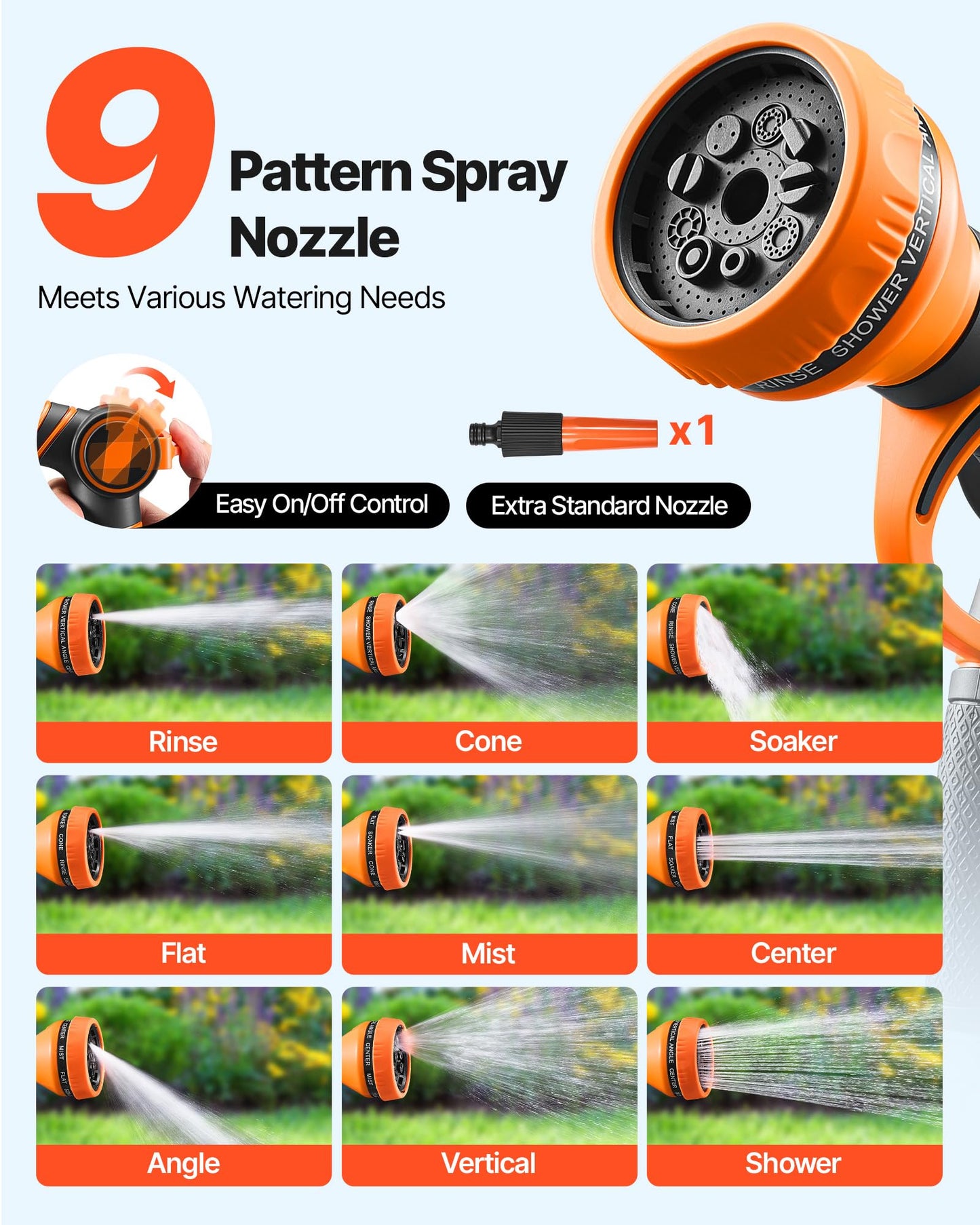 VEVOR Retractable Hose Reel, 115 ft x 1/2 inch, 180° Swivel Bracket Wall-Mounted, Garden Water Hose Reel with 9-Pattern Nozzle, Automatic Rewind, Lock at Any Length, and Slow Return System VEVOR