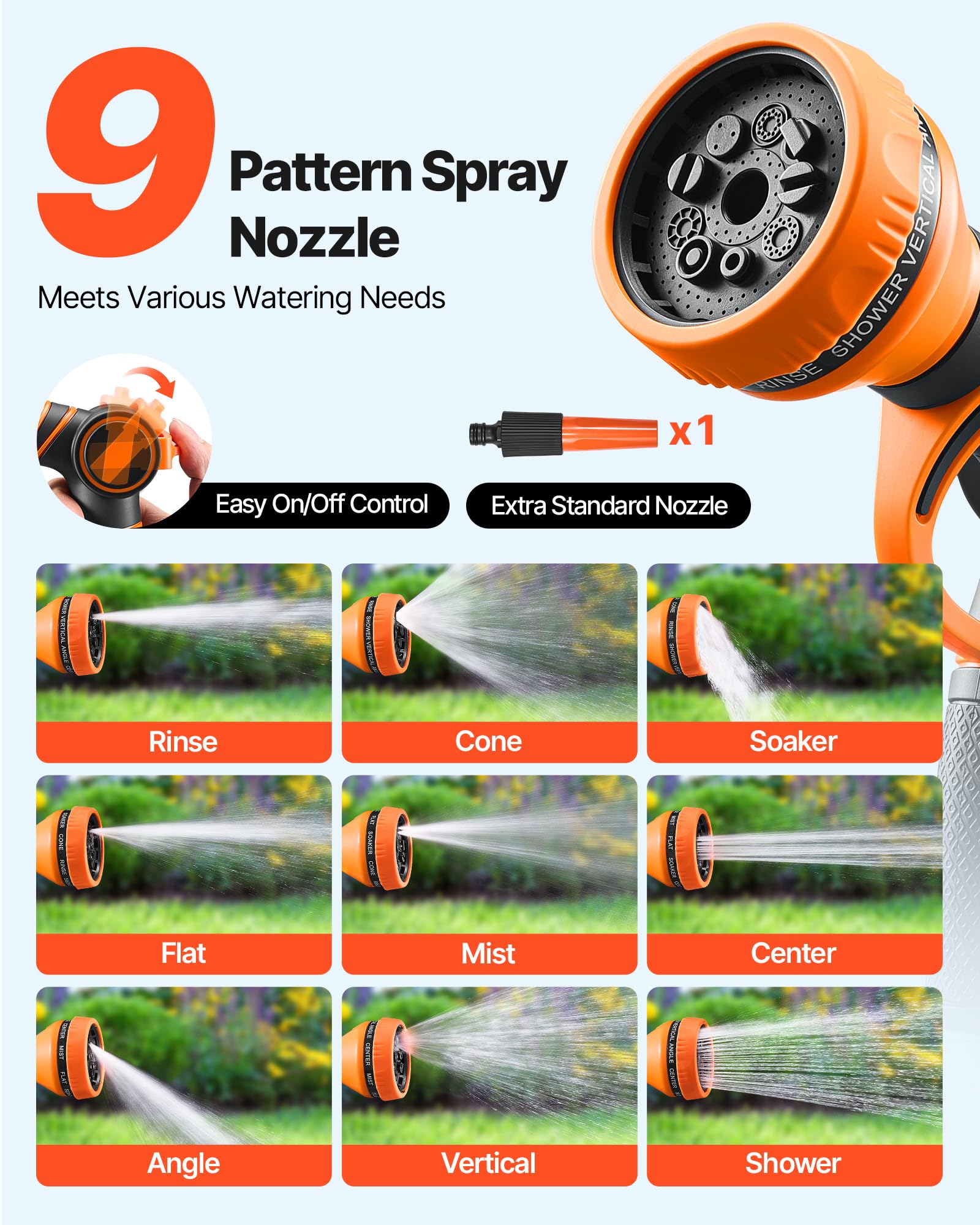 VEVOR Retractable Hose Reel, 115 ft x 1/2 inch, 180° Swivel Bracket Wall-Mounted, Garden Water Hose Reel with 9-Pattern Nozzle, Automatic Rewind, Lock at Any Length, and Slow Return System VEVOR