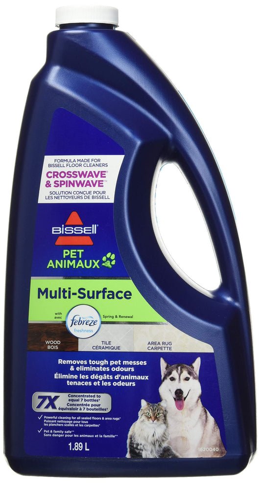 BISSELL Multi-Surface Pet Cleaning Formula with Febreze Freshness for CrossWave, SpinWave and Hard Floor Cleaners, 64oz, Dissolves Pet Messes, Streak-Free on Sealed Floors, Earthco-Friendly, 2295D - Available at All In One Marketplace Canada