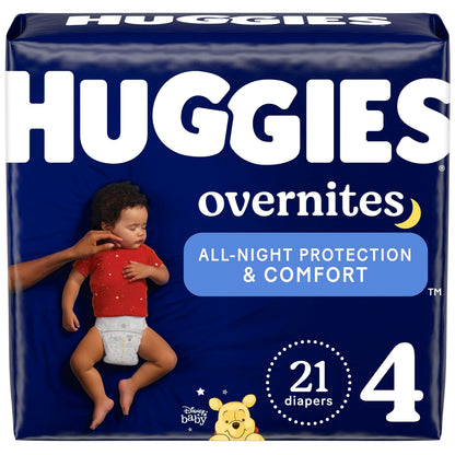 HUGGIES OverNites Night Time Baby Diapers, Size 4, 21 count