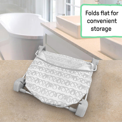 Ingenuity Foldaway 2-Position Baby Bath Seat, Adjustable Support for Sink or Bathtub, Ages 0-6 Months up to 20 Pounds, Machine-Washable Sling