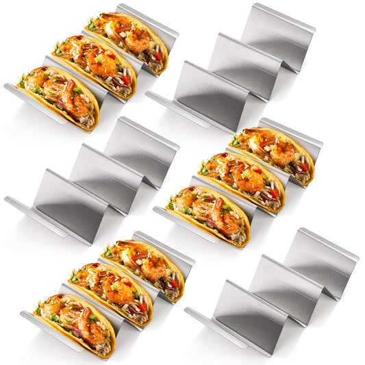 Bekith Stainless Steel Taco Holder Stand 6 Pack, Taco Holder Stand Tray with Handles, Up to 3 Tacos Each Keeping Shells Upright, Stylish Taco Shell Holders, Oven, Grill and Dishwasher Safe - Available at All In One Marketplace Canada