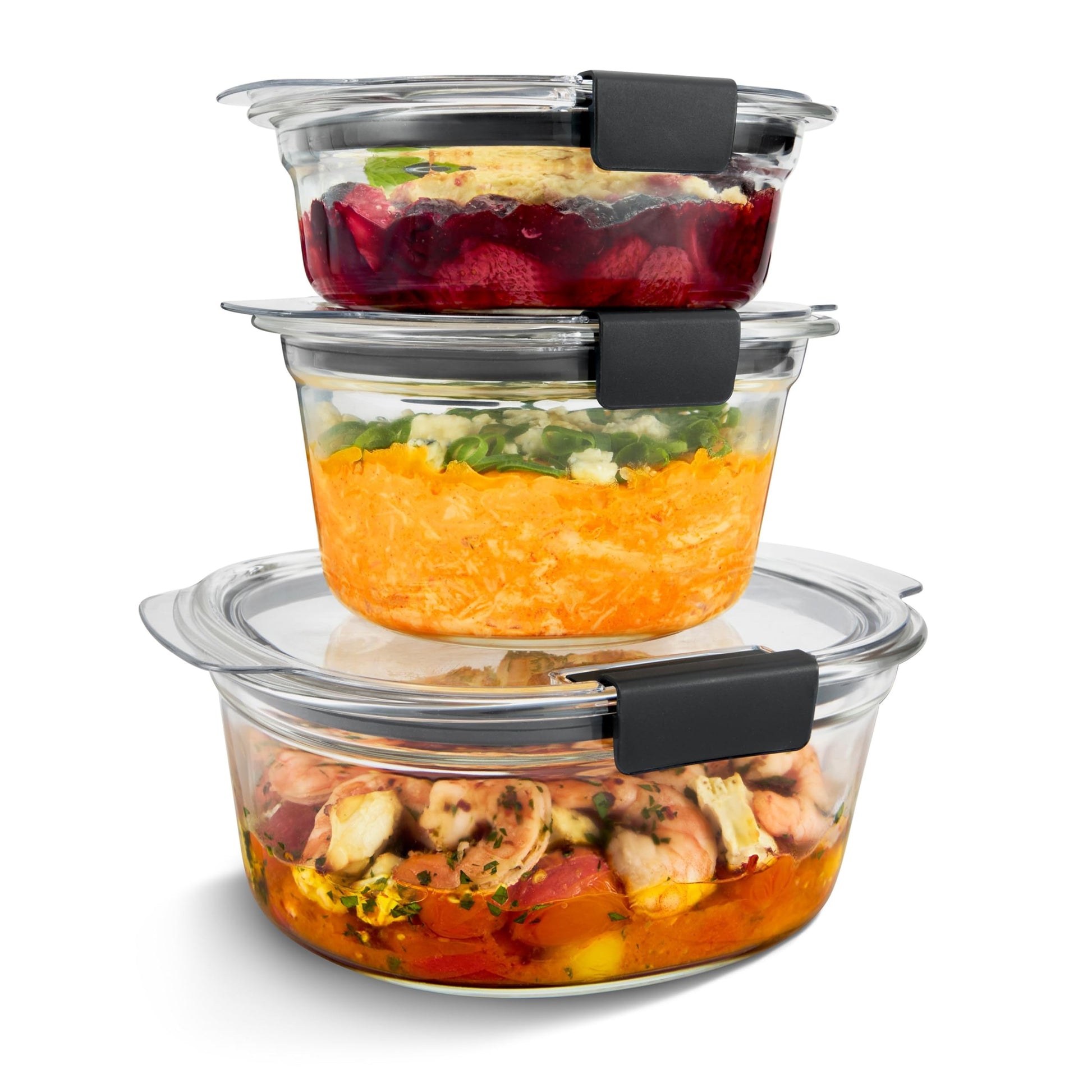 Rubbermaid Brilliance Glass Round Leak-Proof 6-Piece Set Food Storage Containers with Lids, Meal Prep Containers Rubbermaid
