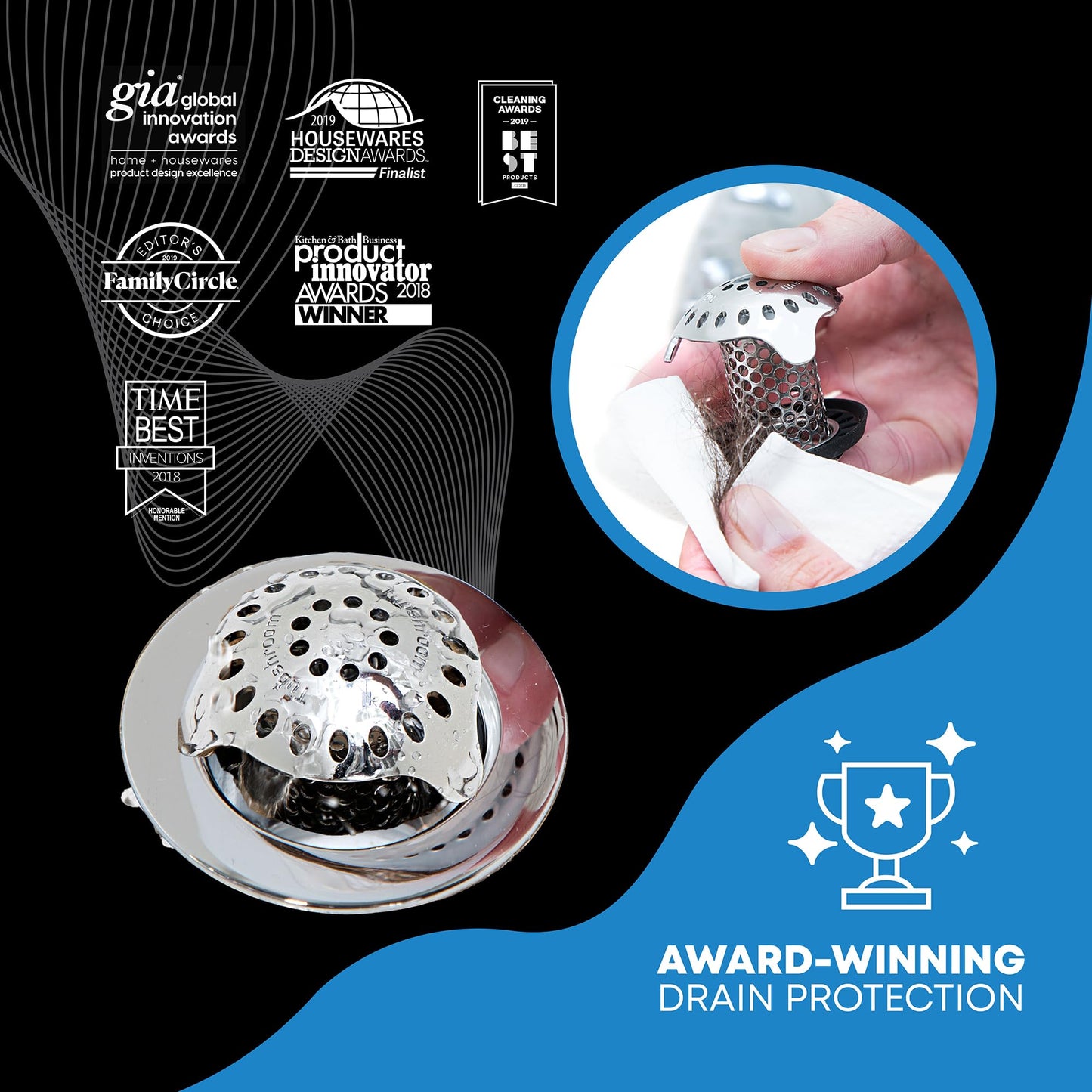 TubShroom Ultra Revolutionary Bath Tub Drain Protector Hair Catcher/Strainer/Snare Stainless Steel 🍁 All In One Marketplace Canada