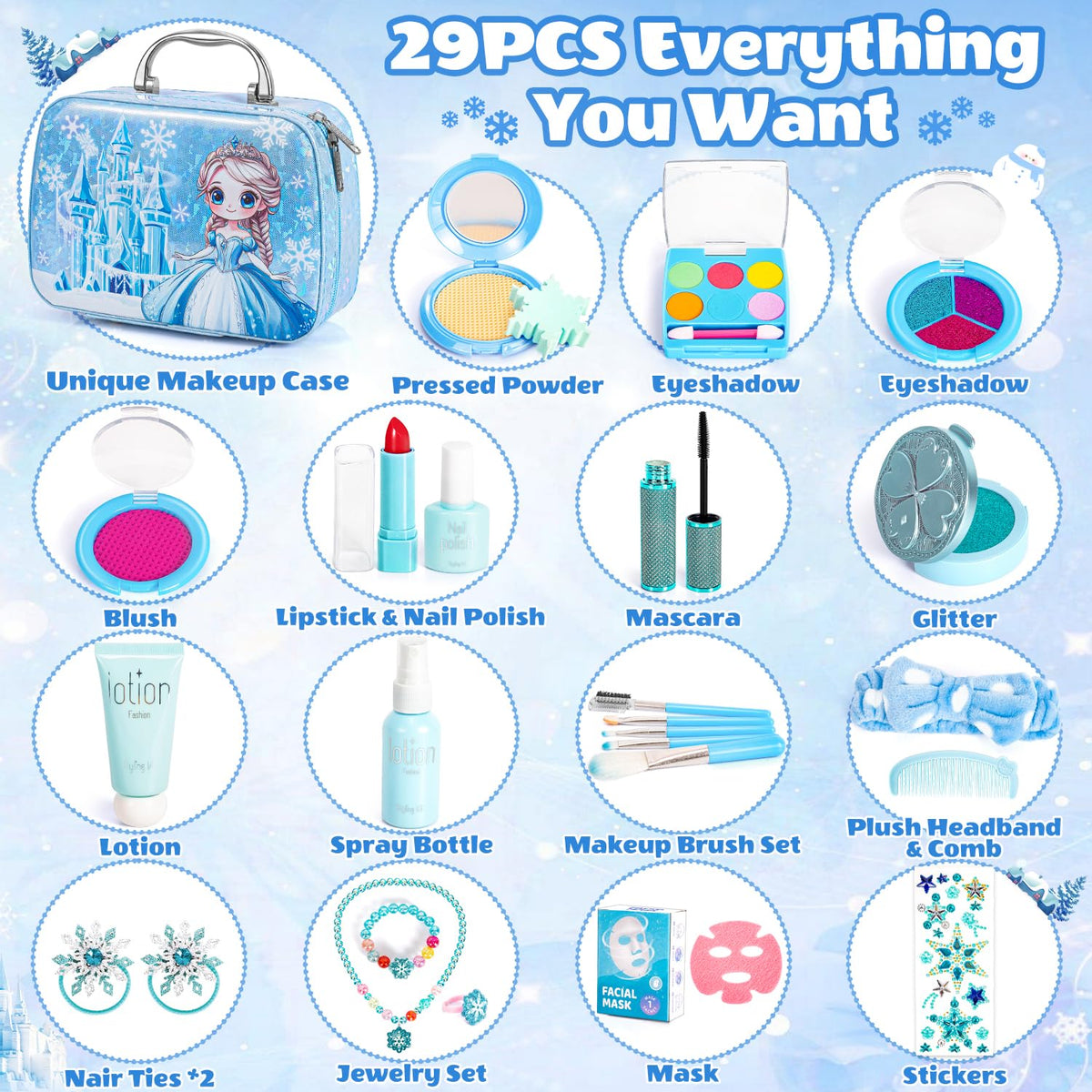 Hohosunlar Frozen Pretend Fake Makeup Kit for Toddlers Girls Toys 3-5 5-8 🍁 All In One Marketplace Canada