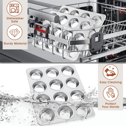 P&P CHEF 12-Cup Muffin Pan Tin, Stainless Steel Cupcake Pan, 2Pcs 🍁 All In One Marketplace Canada