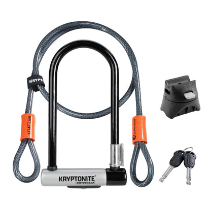 Kryptonite Kryptolok Standard 12.7mm U-Lock Bicycle Lock with FlexFrame-U Bracket & KryptoFlex 410 10mm Looped Bike Security Cable