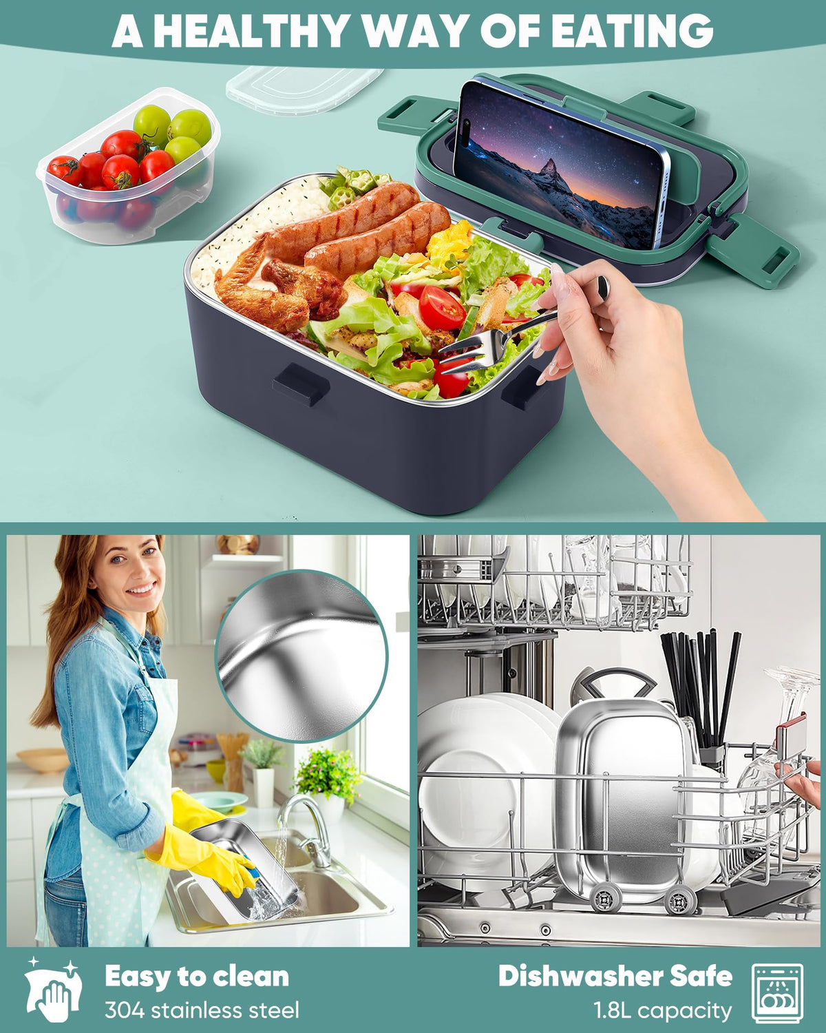 Electric Lunch Box Food Heater, Portable Food Warmer, Large 1.8L Containers 🍁 All In One Marketplace Canada