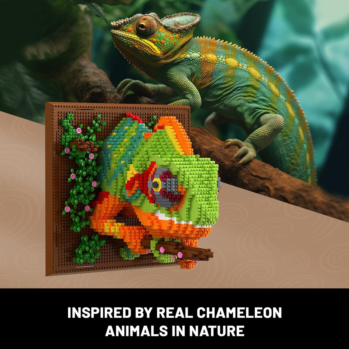 Chameleon Animal 3D Wall Art Micro Mini Building Blocks Set for Adults, Unique Home Wall Decor or Table Display, No Compatible with Lego, Ideal Birthday Christmas Toy Gift for Teens 14+ (2688 PCS) 🍁 All In One Marketplace Canada