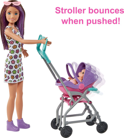 Barbie Skipper Babysitters, Inc. Playset with Skipper Babysitter Doll (Brunette), Stroller, Baby Doll & 5 Accessories, Toy for 3 Year Olds & Up - Available at All In One Marketplace Canada
