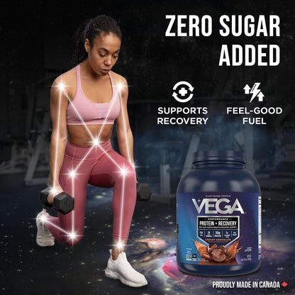 Vega Protein + Recovery, Chocolate – 30g Vegan Protein, Dairy & Gluten Free, Probiotics, NSF Certified, 1.98 kg (45 Servings)