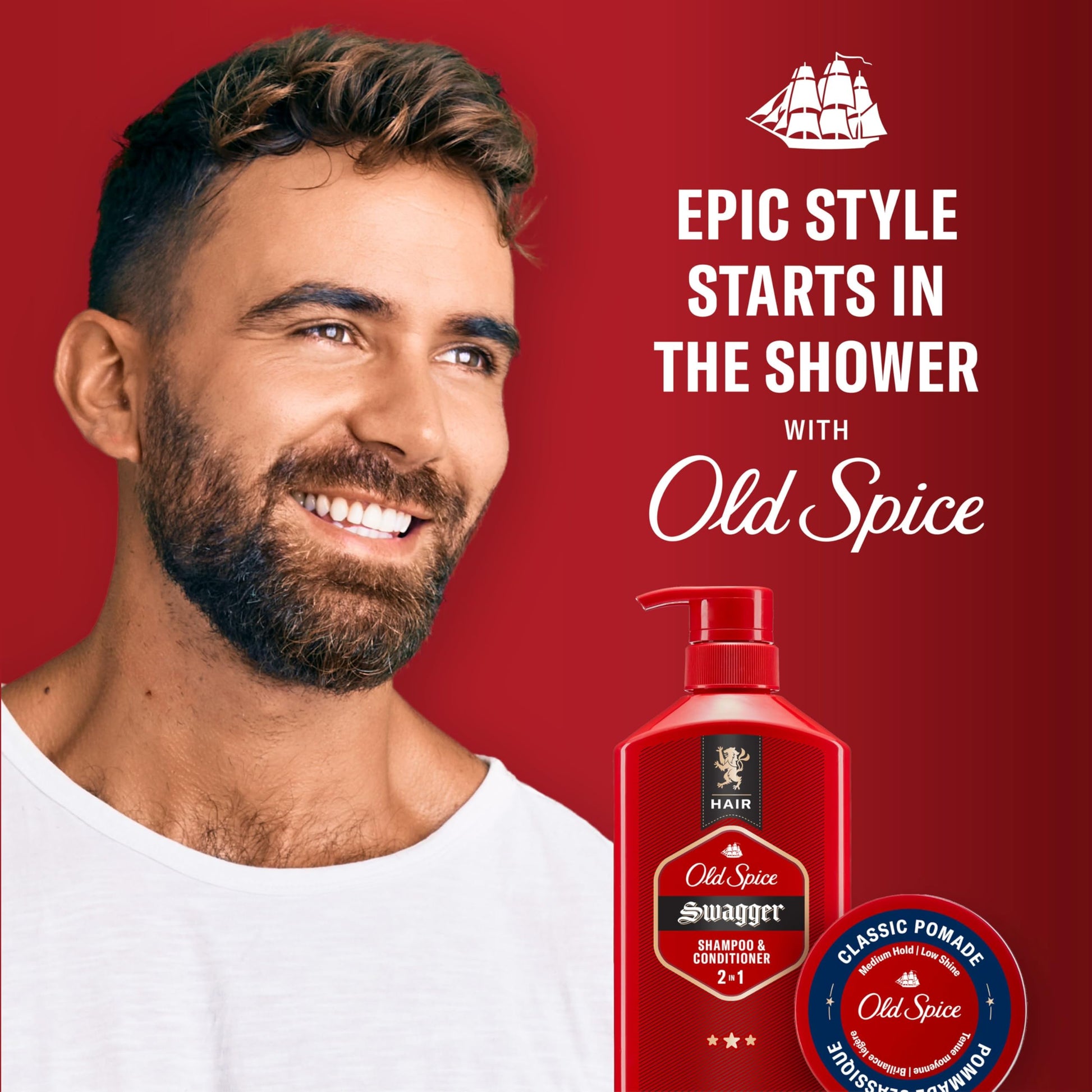 Old Spice Hair Styling Pomade for Men, Medium Hold No Shine, 126 g Total (2 Count of 63 g Each) - Available at All In One Marketplace Canada
