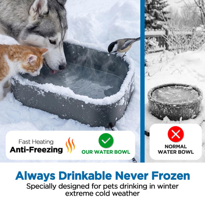 1.45Gal/5.5L Extra Large Pet Heated Water Bowl for Dog Cats Rabbit Chicken Duck Squirrel, Indoor & Outdoor Antifreezing Winter Heated Food & Water Bowl Dish, Thickened Design, BPA-Free, Plug and Play 🍁 All In One Marketplace Canada