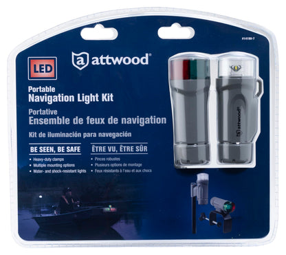 Attwood 14190-7 Water-Resistant Portable Clamp-On LED Light Kit with Marine Gray Finish attwood