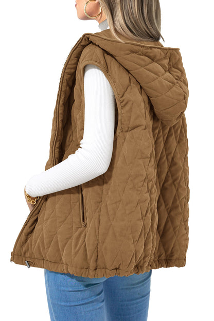 PRETTYGARDEN Women's 2026 Fall Spring Vest Casual Sleeveless Hooded Zip Up Jacket Trendy Winter Coat Outerwear (Camel,X-Large) 🍁 All In One Marketplace Canada