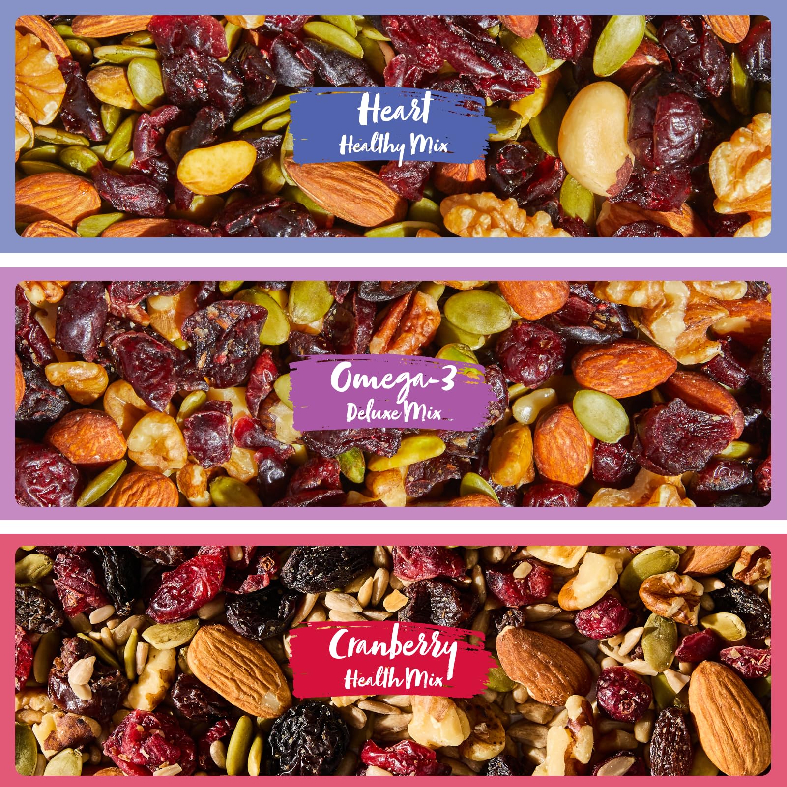 Nature's Garden Healthy Trail Mix Snack Packs – Mixed Nuts, Heart Healthy Nuts, Omega-3 Rich, Cranberries, Pumpkin Seeds, Perfect For The Entire Family – 816g Bag (24 Individual Servings)