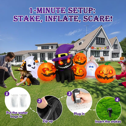 Danxilu 8FT Halloween Inflatables Outdoor Decorations Blow Up Pumpkin & Cat 🍁 All In One Marketplace Canada
