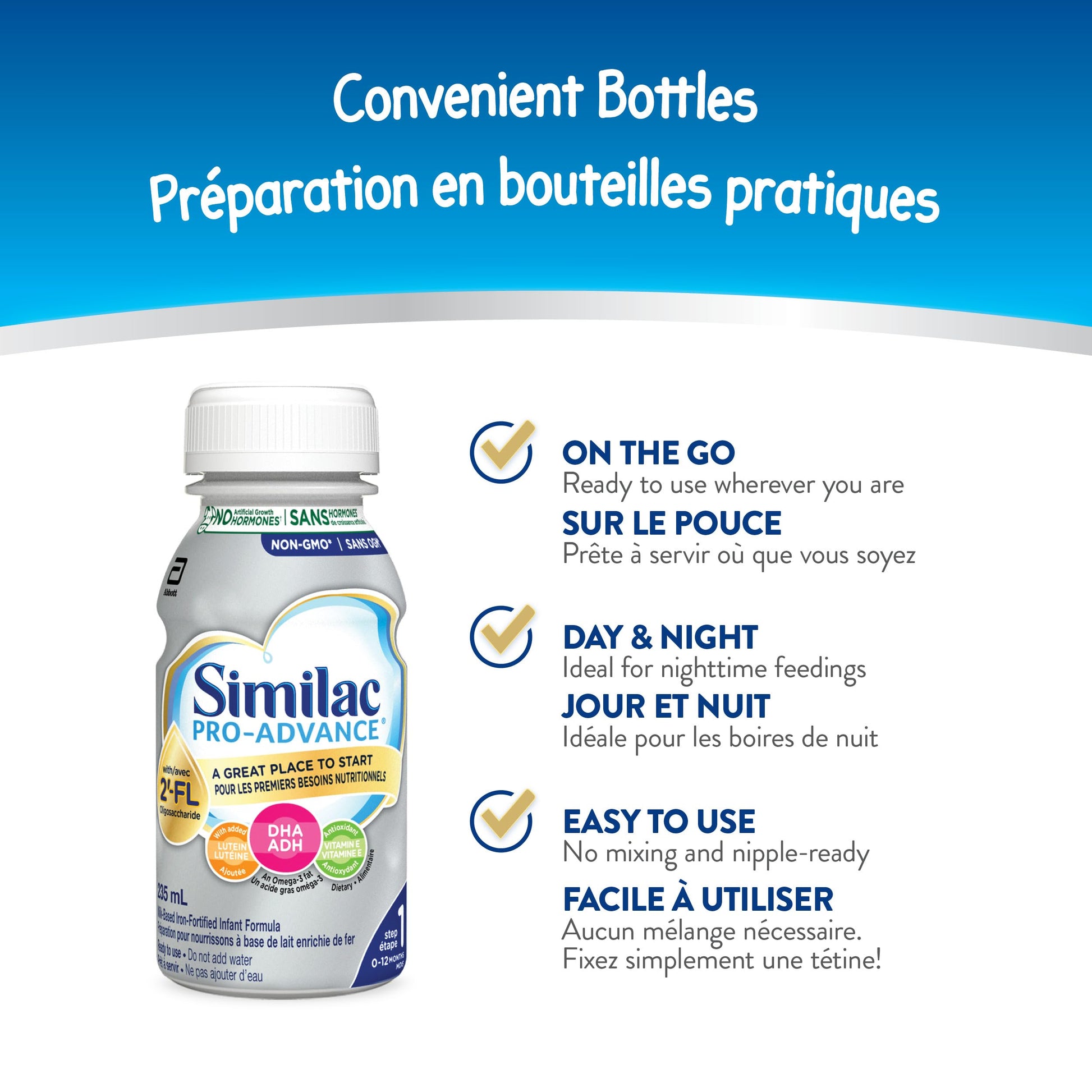 Similac Pro-Advance Step 1 Infant Formula, Closest to Breast Milk with 2'-FL, Ready to Feed, 0+ Months, 16 x 235 mL