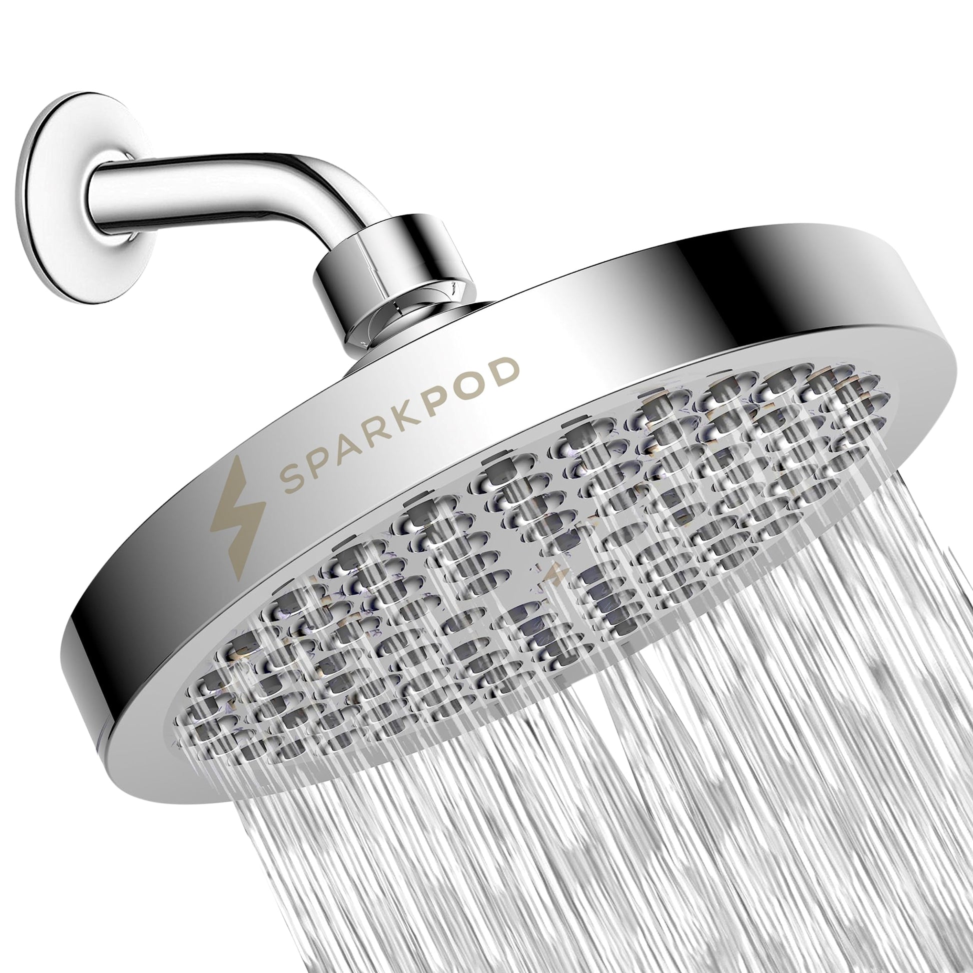 SparkPod Shower Head - High Pressure Rain - Premium Quality Luxury Design - 1-Min Install - Easy Clean Adjustable Replacement for Your Bathroom Shower Heads (Luxury Polished Chrome, 6 Inch Round) - Available at All In One Marketplace Canada